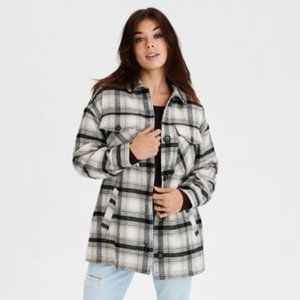 American Eagle Outfitters Fuzzy Sherpa Lined Shacket in Plaid - Size S